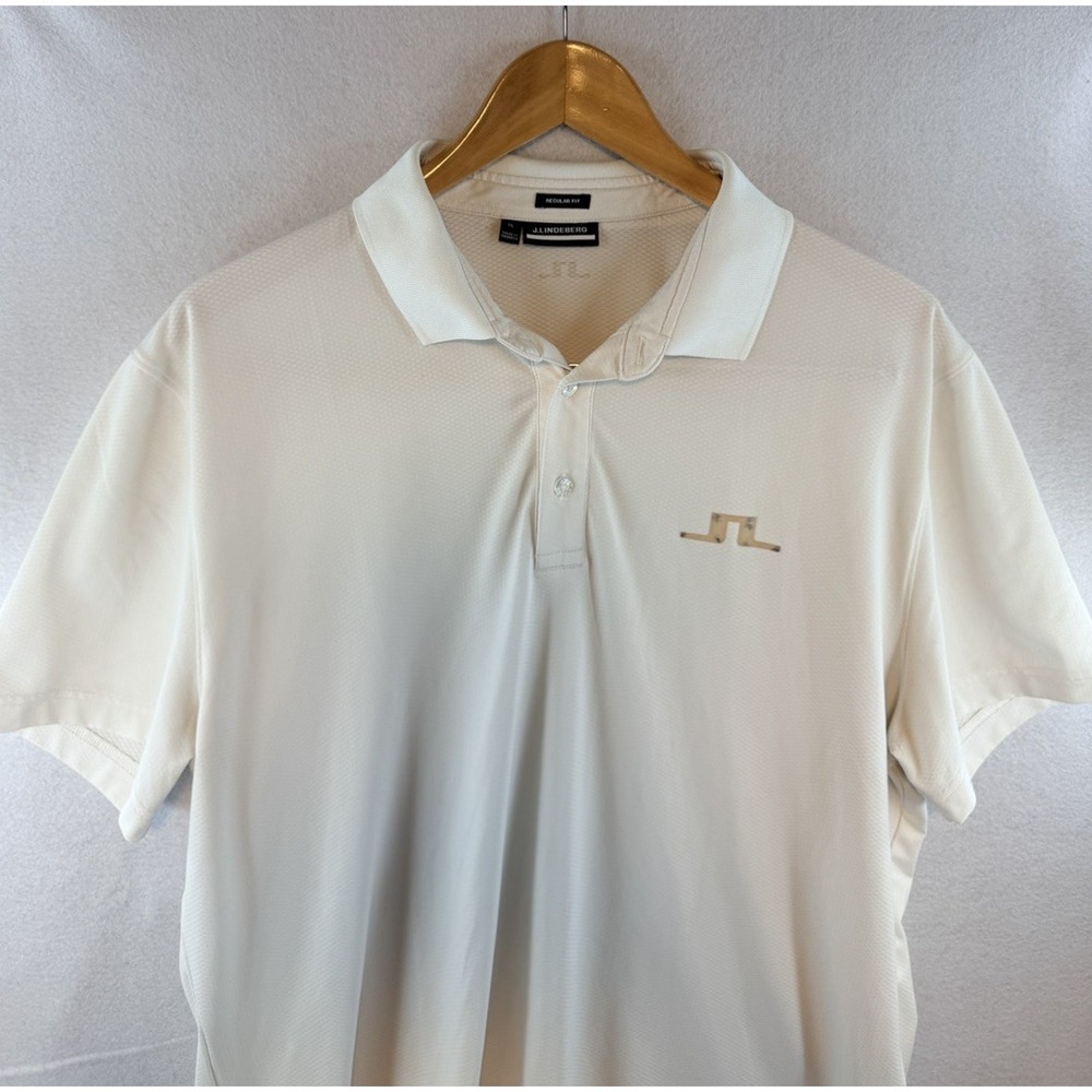 J.Lindeberg Men's Bridge Golf Polo Shirt, Size XL, White
